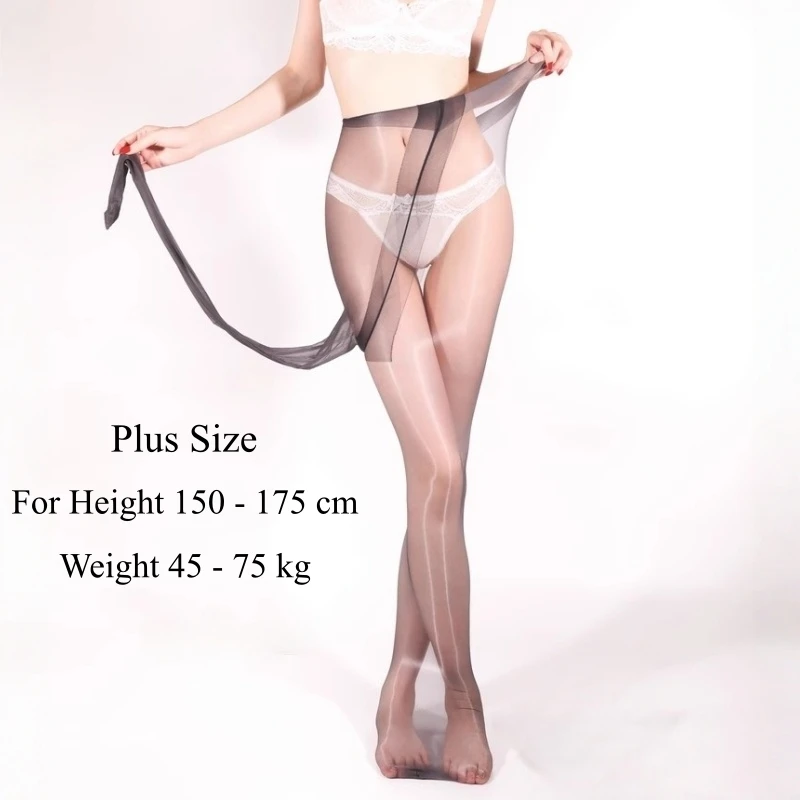 

Plus Size Stretchy High Waist Edgeless Pantyhose Women Sexy Oil Shiny T Crotch Tights 5D Ultra Thin Transparent Intimate Hosiery