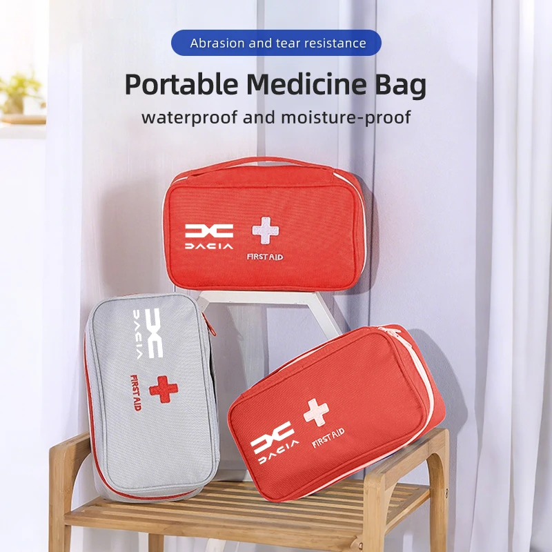 Accesorios para coche, botiquín de primeros auxilios, bolsa de medicina portátil, caja de emergencia para exteriores para Dacia Duster Logan Sandero Lodgy Dokker Stepway