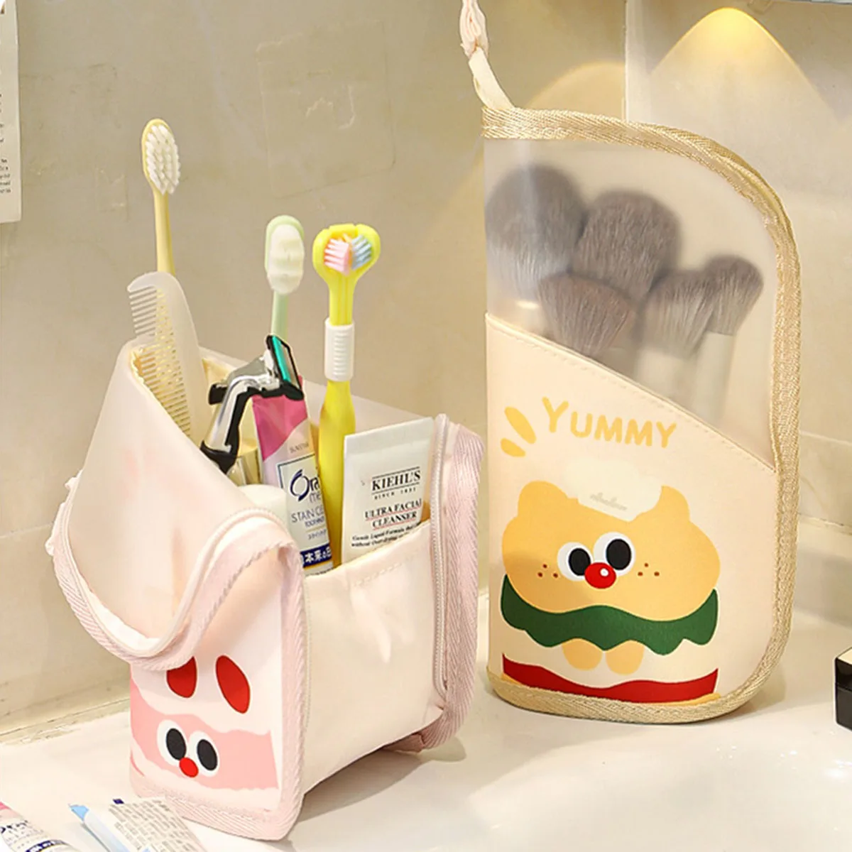 Standing Mesh Toiletry Bag Breathable Quick Dry Toothbrush Case Anti Mold Cosmetic Organizer For Travel College Dorm Gym Shower view 5