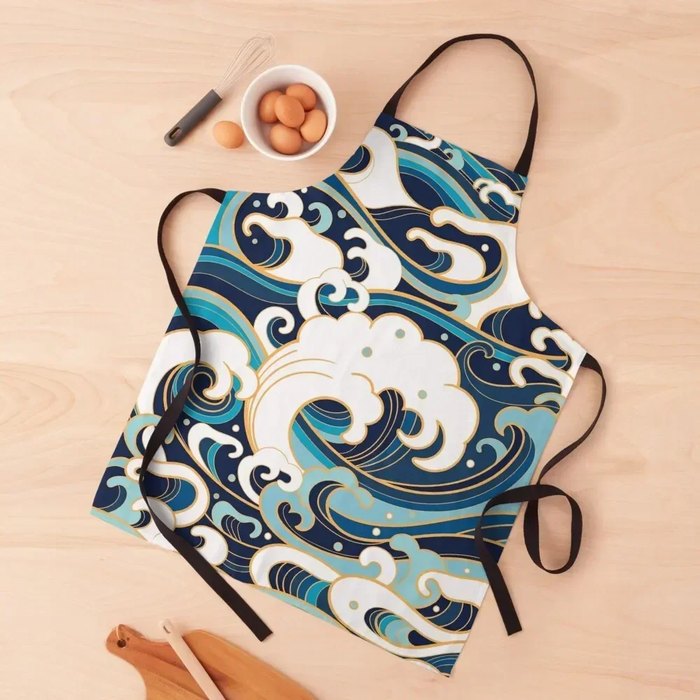 

Japanese pattern waves Apron For Kitchen Ladies For Women Kitchen Apron