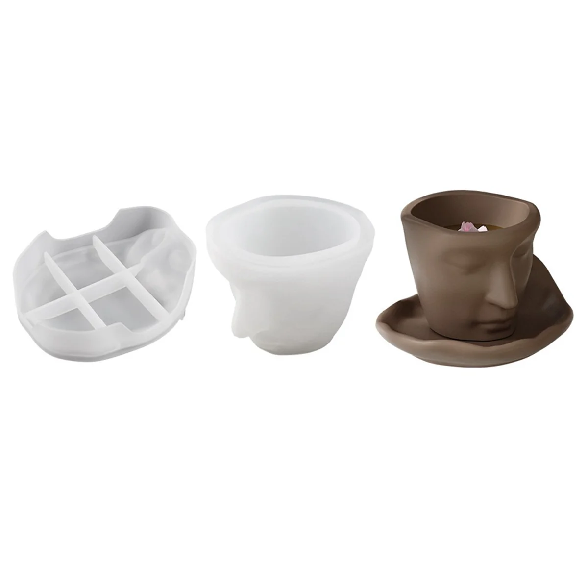 3D Cup Mould Abstract Face Coffee Cup Mold Flowerpot Plants Cement Vase Resin Silicone Mold Handmade Candle Cup Mold