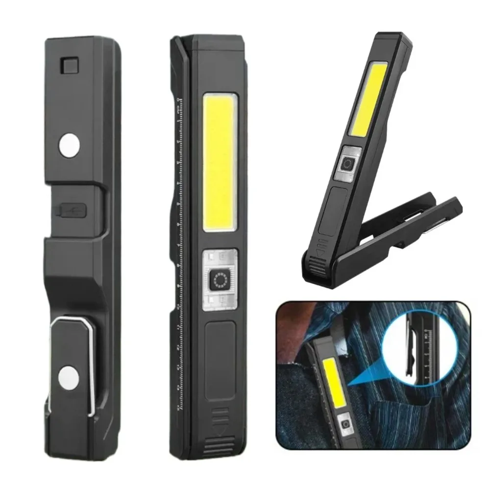 Folding COB Inspection Torch Outdoor Magnetic Car Repair Lamp USB Rechargeable LED Work Lamp for Camping and Emergency