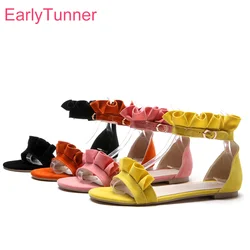 Hot Sales Brand New Sexy Orange Pink Women Casual Sandals Yellow Lady Flats Beach Shoes EH821 Plus Big Small Size 10 31 45 49 52