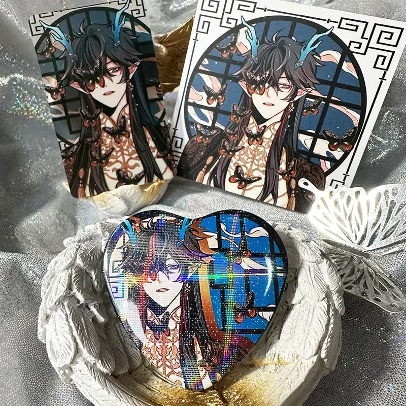 Honkai:Star Rail Original 3Pcs/Set Fan Work Fantasy Xianxia Style Lunae Heroes Square Card+Transparent Card+Love Badge Fans Gift