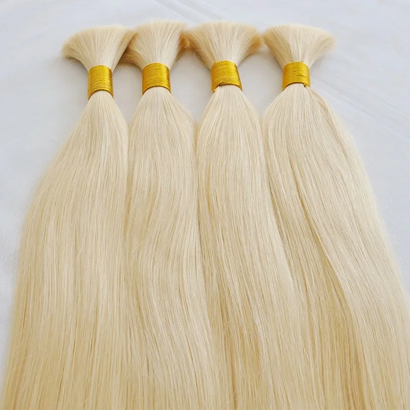 Steil 613 Haar Bulk Voor Het Vlechten Van Geen Inslag 100% Menselijke Hair Extensions Markeren Blonde Braziliaanse Remy Haar Voor Salon 30 Inch