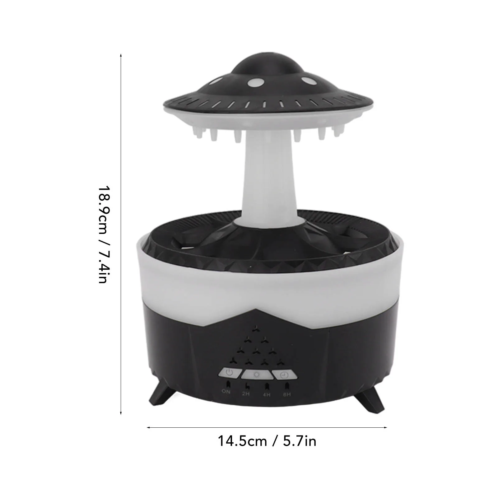 ZK20 UFO Raindrop Humidifier with Colorful Lights Remote Control Timing Humidifier Aroma Humidifier 100‑240V Black US Plug