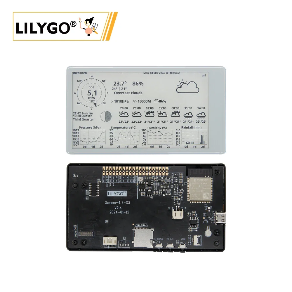 LILYGO T5-4.7-S3 4.7 Inch E-paper ESP32-S3-WROOM-1 Development Board Flash 16MB PSRAM 8MB E-paper Module for Arduino