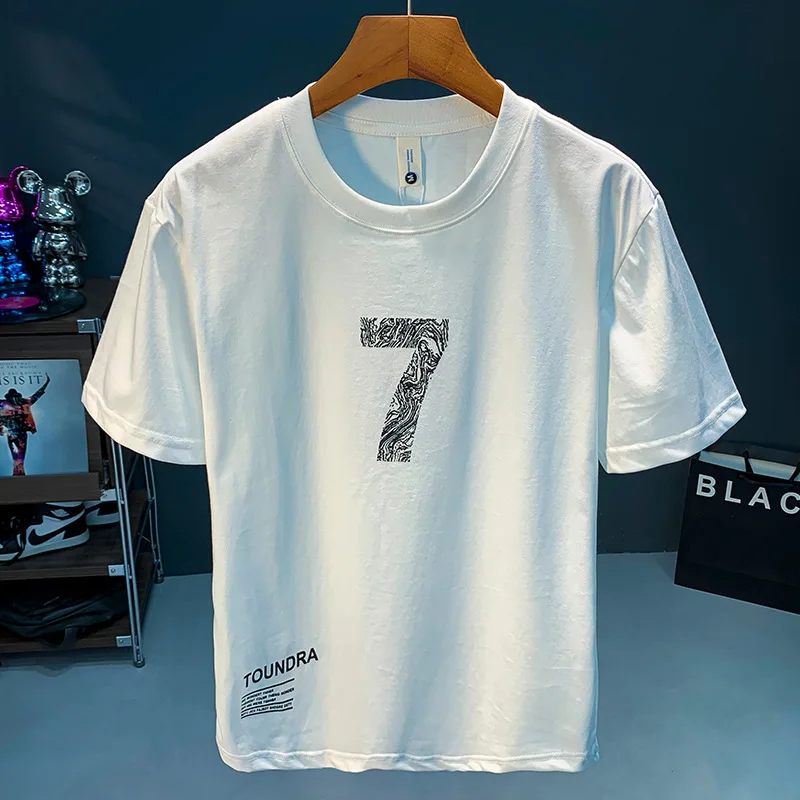 

Летняя новая мужская футболка, модный уличный Простой повседневный Универсальный американский удобный дышащий и Свободный Топ с принтом и круглым вырезом