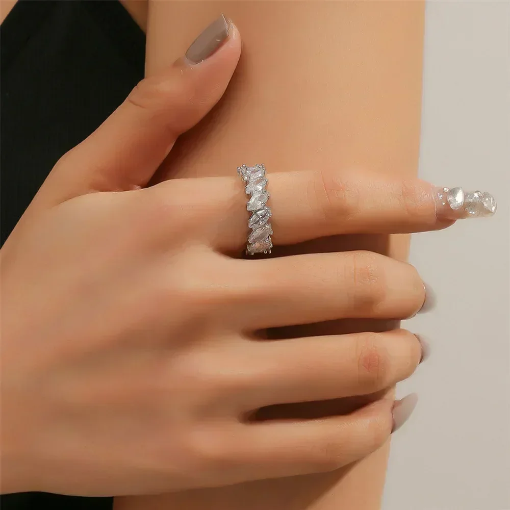 3*6mm Marquise Cut Moissanite Rings for Women Men 925 Sterling Silver Engagement Full Eternity Wedding Band with Certificate