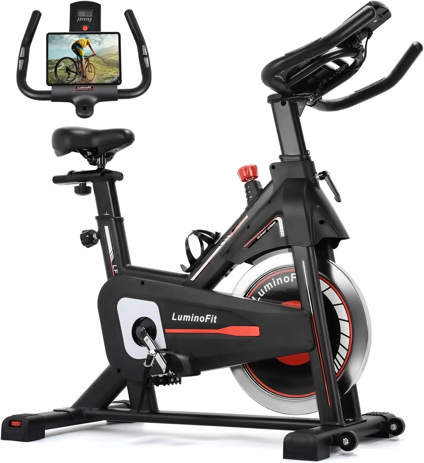 

Stationary Bikes for Home with 330lbs Weight Capacity, Indoor Cycling Bike with Silent Belt Drive System, Tablet Holder