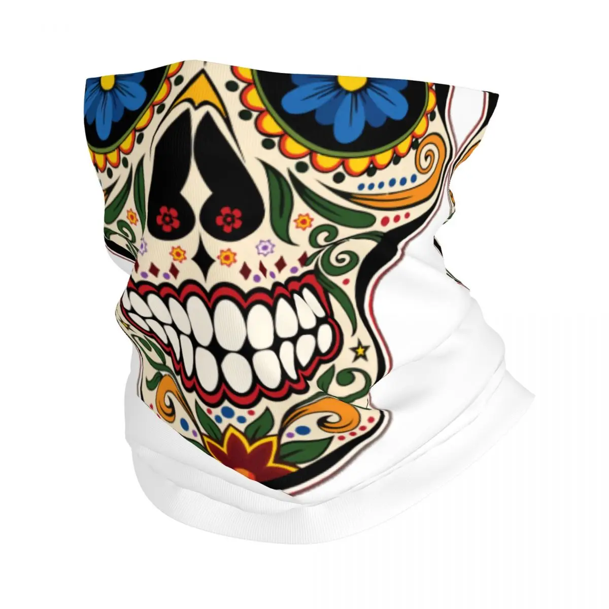 Gothic Day Of The Dead Rose Sugar Skull Bandana Winter Neck Warmer Men Windproof Wrap Face Scarf for Ski Gaiter Headband