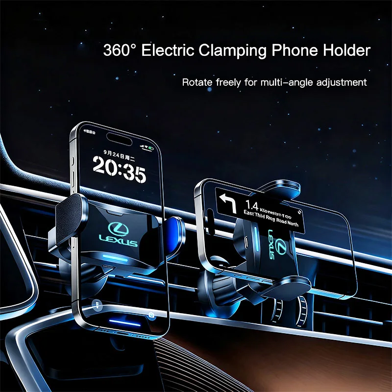

Наклейка на автомобиль 360 ° Электрический держатель для телефона на вентиляционную решетку автомобиля для Lexus F-SPORT ES RX NX LS UX LM LX GX LC RZ IS CT GS RC HS S