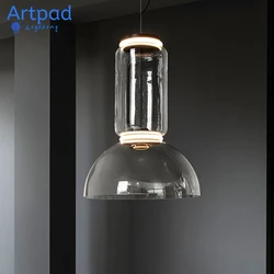 Artpad-lámpara colgante de cristal transparente para decoración de sala de estar, luces Led nórdicas modernas, redondas, para comedor