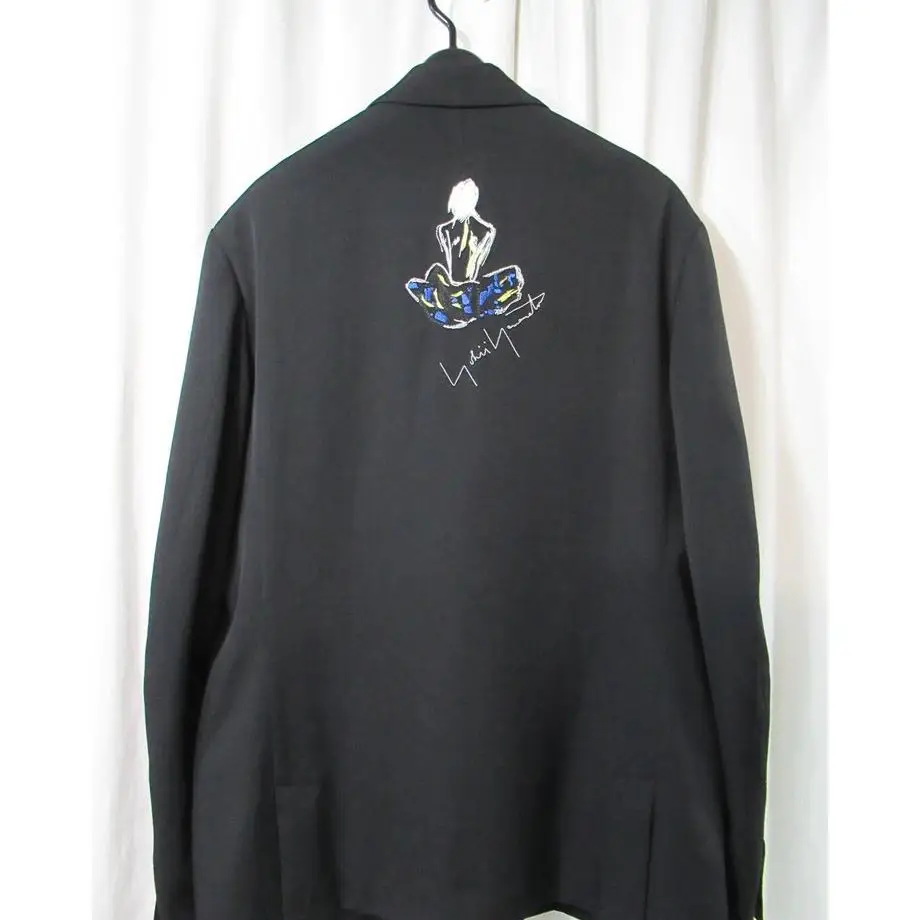 

TOP-YAMAMOTO ® Black Printed Men's Long-Sleeved Simple and Versatile New Pure Cotton Suit Jacket