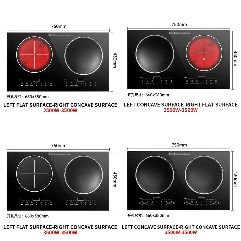 for Smart Home 3500W High Power Double Head Induction Cooker Desktop Embedded Electric Ceramic Stove Fierce Fire