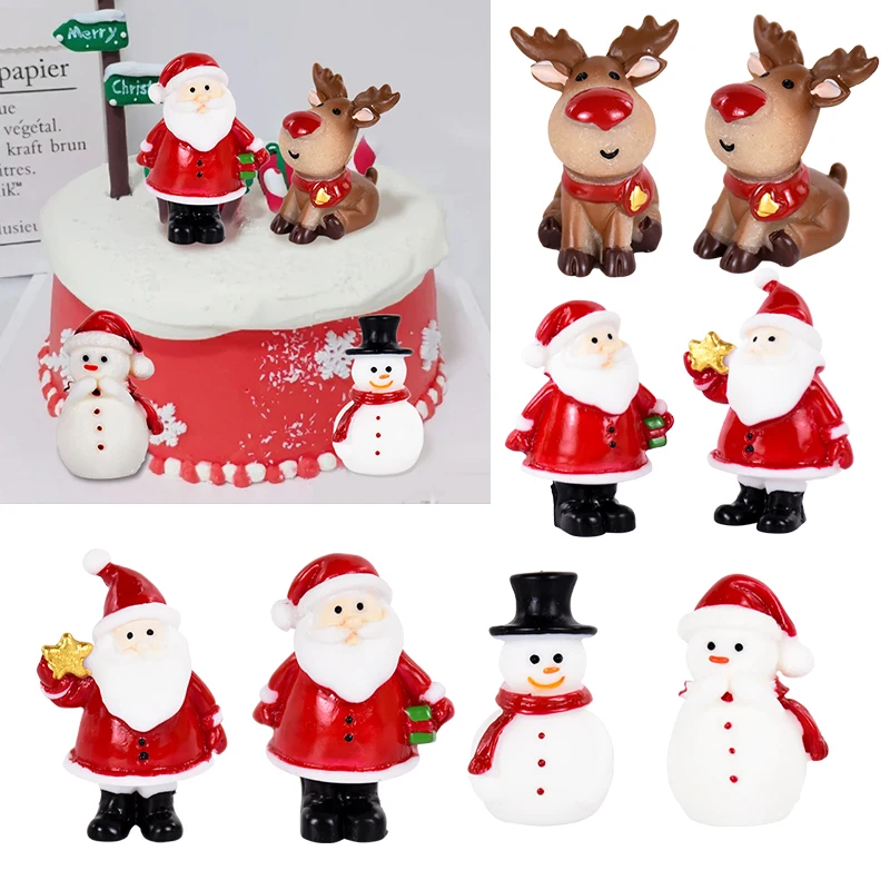 Frohe Weihnachten Kuchen Topper Elch Santa Claus Mini Figur Ornamente Weihnachtsdekoration für Zuhause Noel Navidad 2026 Neujahr
