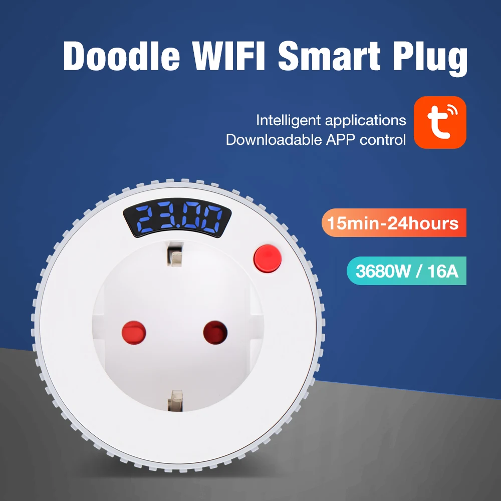 Tuya WiFi Automatic Timer Socket 16A Charger Countdown Timer Switch Automatic Shutdown Timing Controller for Kitchen Appliances