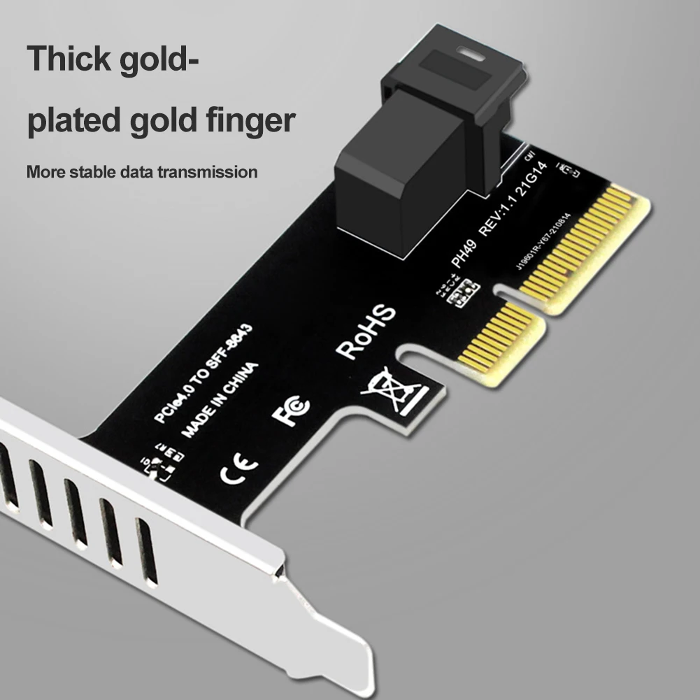 PCI E To SFF-8643 Adapter PCI-EX4/X8/X16 PCIE X4 To SFF8643 Expansion Card PCIE To U2 NVMe SSD Riser