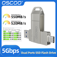 OSCOO SSD Flash Drive Portable SSD USB3.2 Gen1 Type-A & Type-C Flash Drive Pendrive 5Gbps Read Speed Up to 550MB/s External SSD
