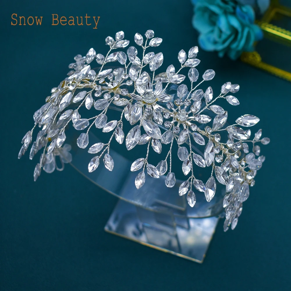 DZ080 Wedding Headpiece Flower Woman Headdress Bridal Hair Accessories for Brides Tiara Hair Ornament Crystal Baroque Headbands