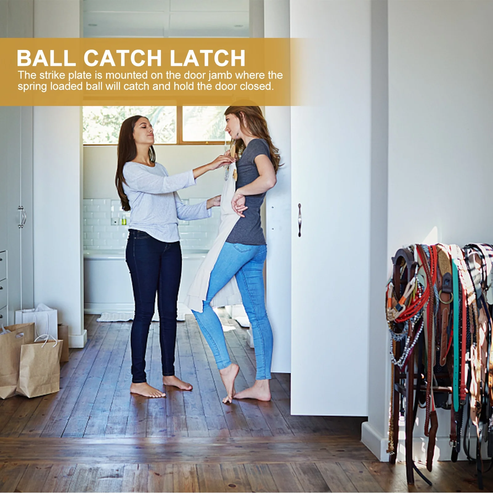 

10Pcs Furniture Ball Catch Latch Door Spring Ball Lock Copper Mount Cabinet Invisible Door Closure Hard Texture Shine