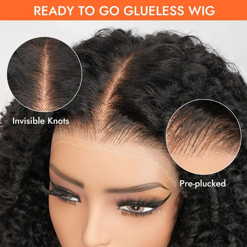 Wig Alipearl Hair Model Curly Wave Tanpa Lem, Sudah Diputihkan, Sudah Dipotong, 7x5 Siap Pakai, Wig Closure Rambut Asli Dengan Hairline Pre Plucked