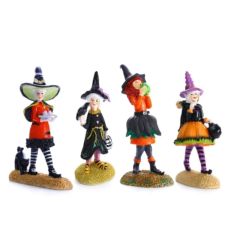 

Halloween Witch Resin Sculpture Ghost Festival Decor Wizard Figurine Home Living Room Crafts Ornament Halloween Decor