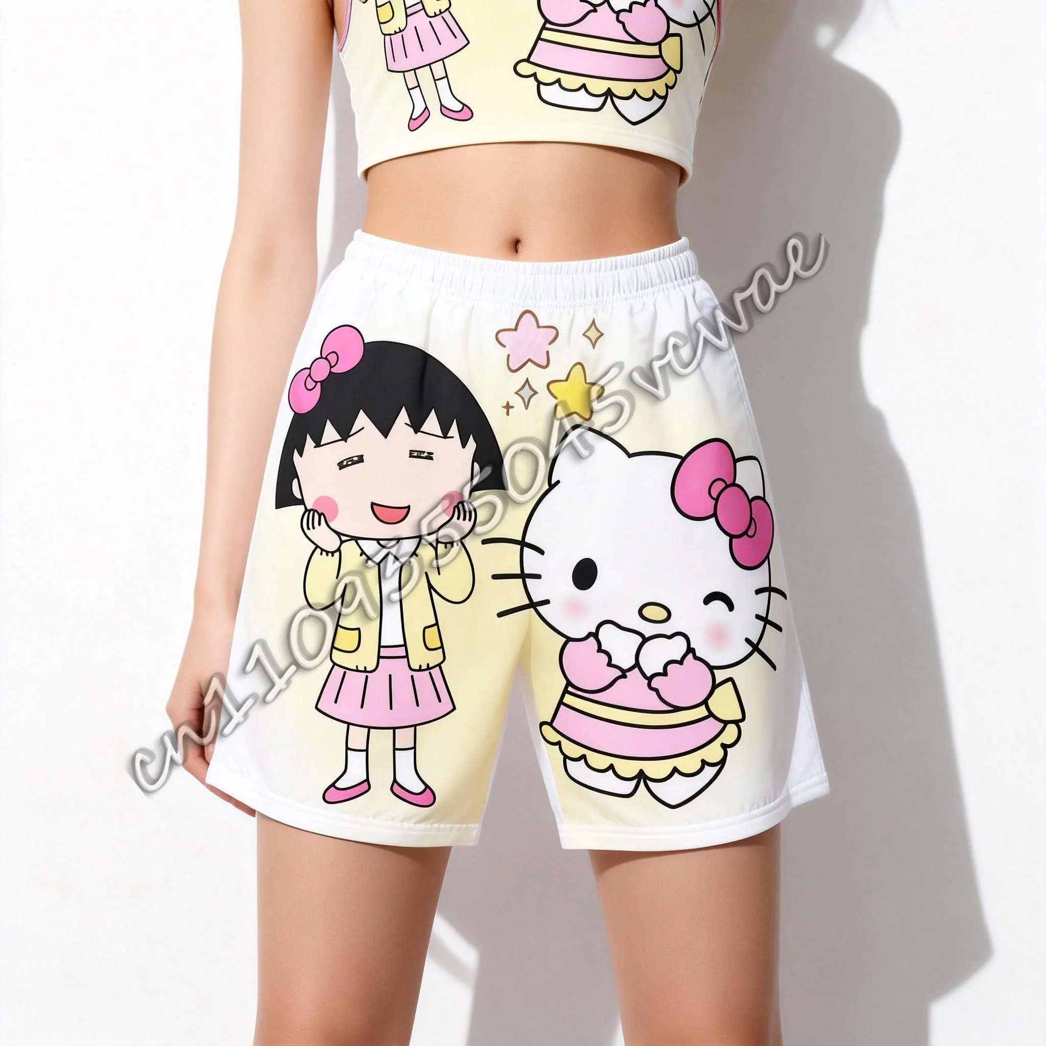 camiseta-de-verao-com-tema-de-personagem-sanrio-hello-kitty-para-adultos-e-criancas-shorts-esportivos-doces-e-fofos-novo-estilo