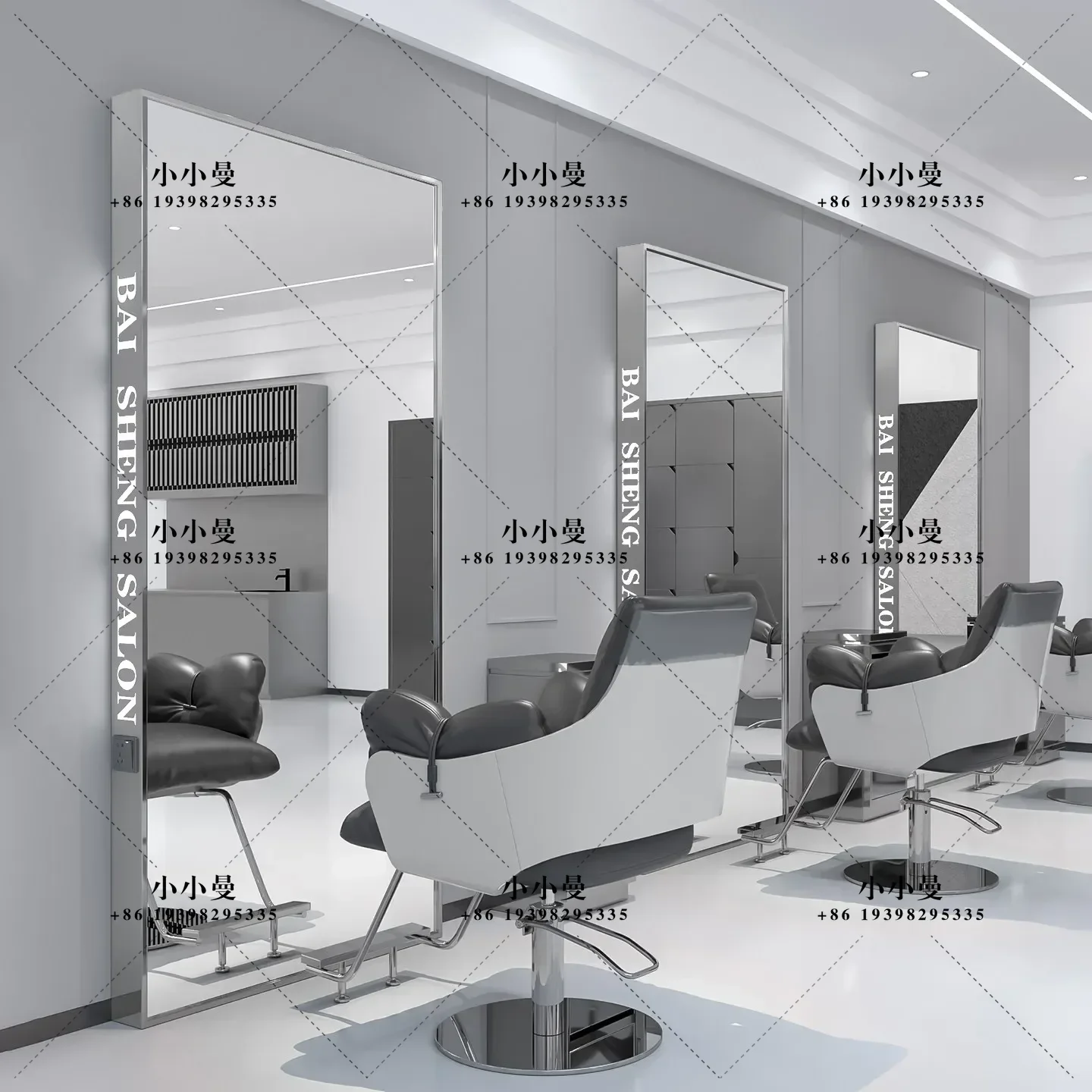 High-end barber shop floor-to-ceiling mirror hair shop LOGO perm and dye mirror table hair salon special full body mirror