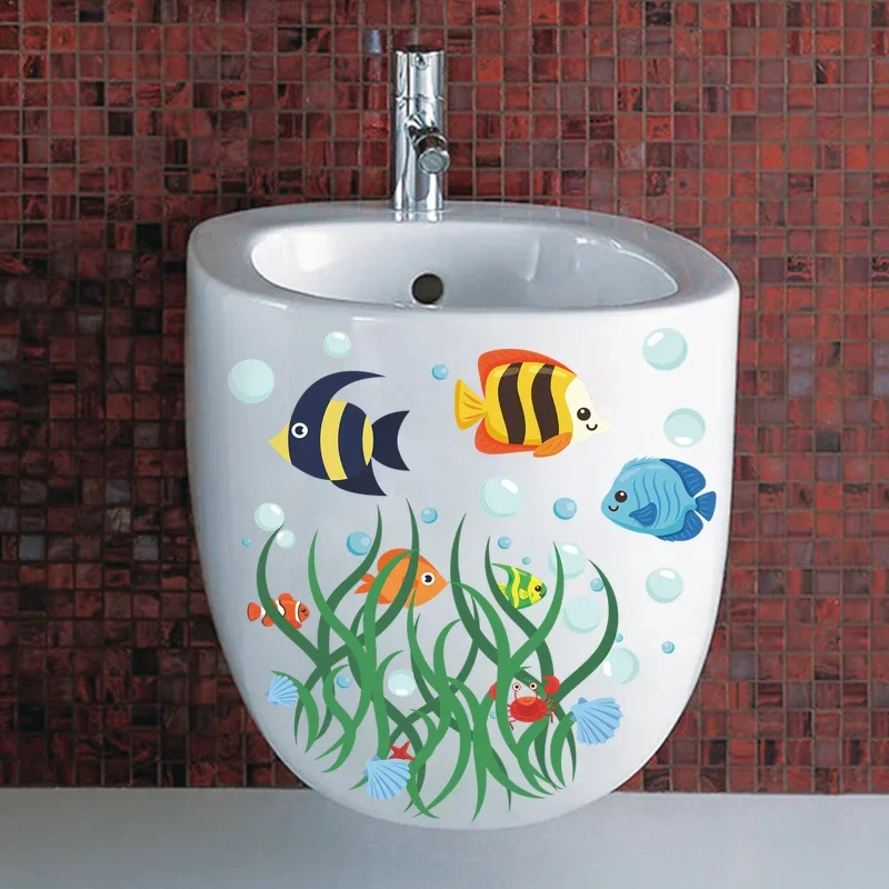 Underwater Fish Bubble Toilet Bathroom Sticker Waterproof Home Decoration Refrigerator Swimming Pool Decals 1PC 2026 Christmas