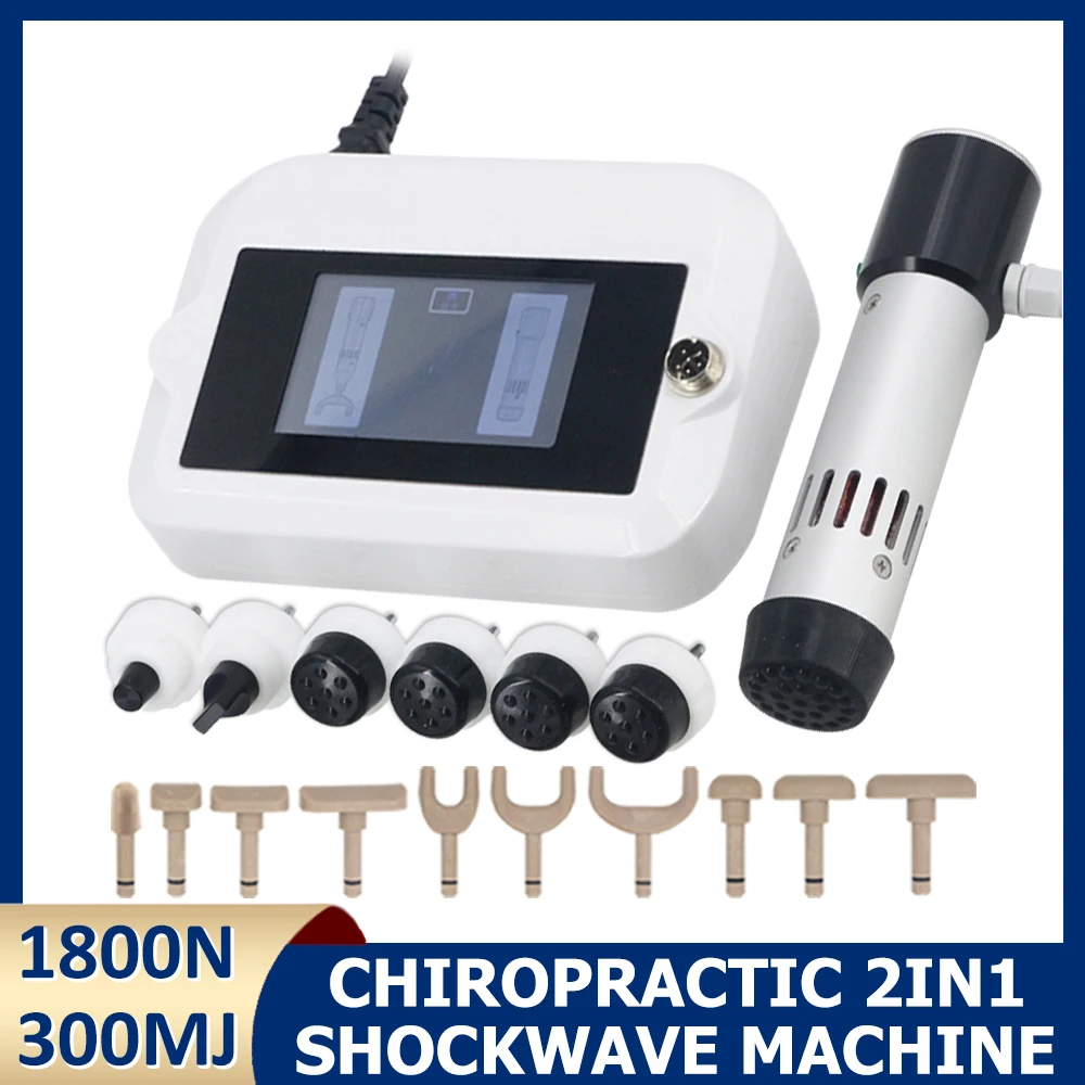 300MJ Shockwave Therapy Machine Relax Physiotherapy 2in1 Electric Chiropractic Correction Massager Lower Back Knee Pain Relief