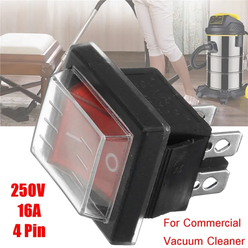 5PCS Waterproof 250V SPST 4 Pin Rocker Switch 36x29mm With Cover For Industrial Vacuum Cleaners Water Absorption
