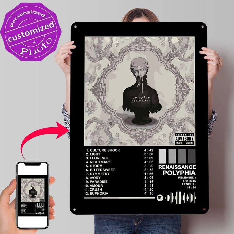 Polyphia Renaissance Album Cover Art Printed Poster Customized Wall Art Retro Vintage Metal Tin Signs for Man Cave Home Decor