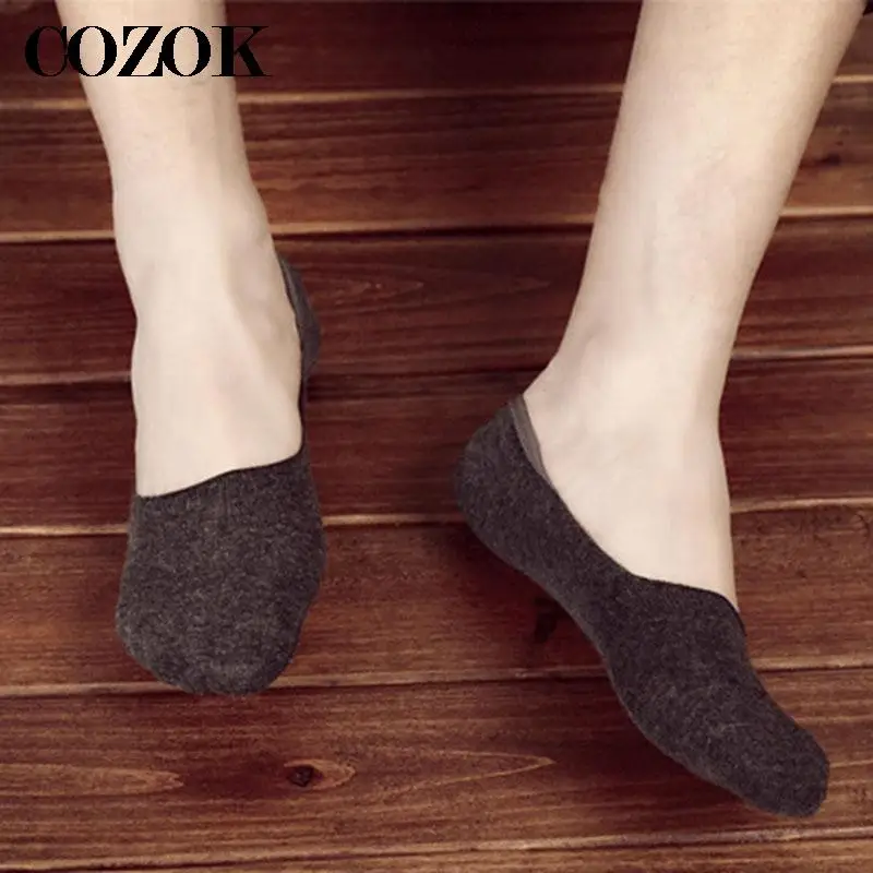 10 Pcs = 5 Pairs New Cotton Men Invisible Socks Men Socks Silicone Anti-skid Pure Color Summer Socks Male Low Cut Sock Slippers