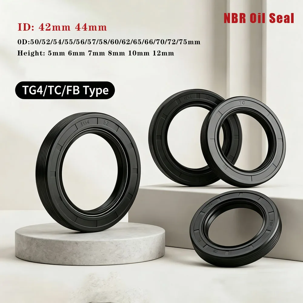 TC/FB/TG4 NBR Framework Oil Seal 1Pcs ID 42mm 44mm OD 50mm-75mm Height 5mm-12mm Nitrile Butadiene Rubber Gasket Sealing Rings