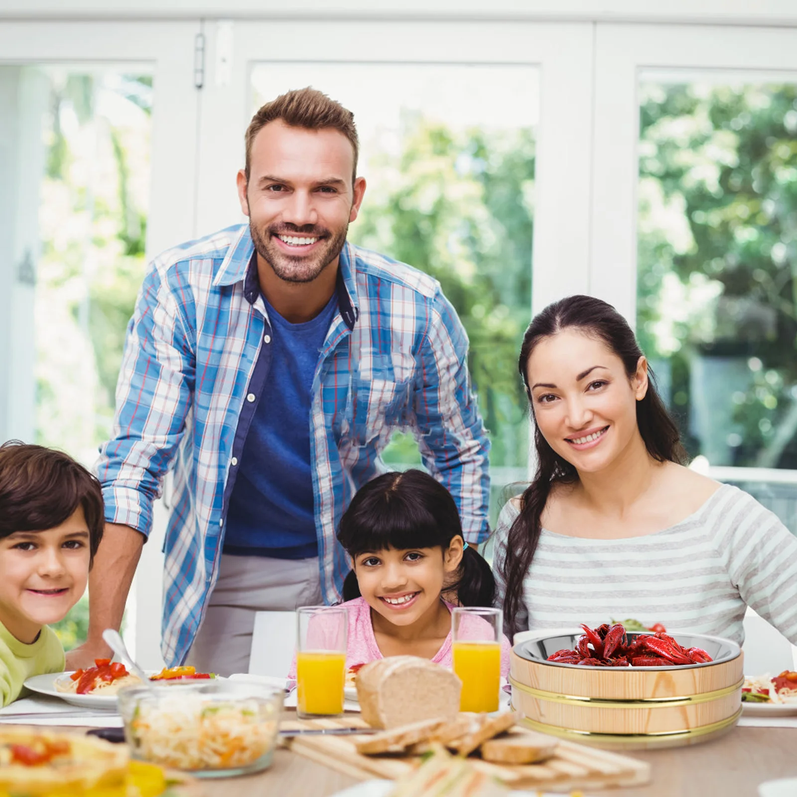 

1pcs Round Sushi Barrel Wooden Bucket For Rice Mixing Sashimi Storage Food Serving Container Kitchen Gadget Rustic Sushi Bucket