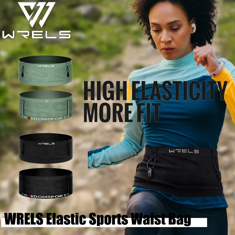 WRELS Elastic Sports Waist Bag Pack Breathable Invisible Lightweight Quick Dry Running Belt Fitness Gym Marathon Bib Number