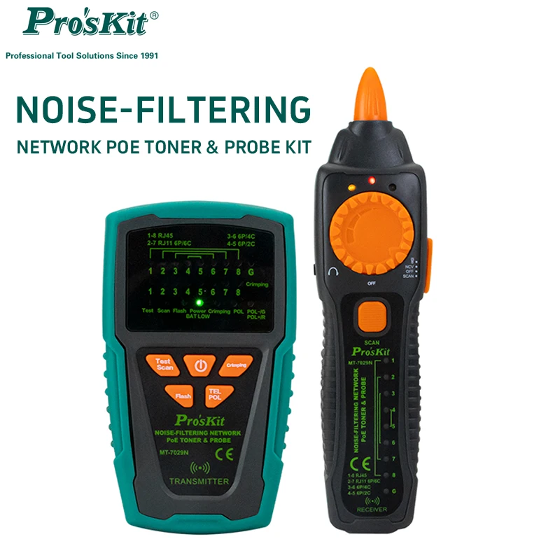 

Pro'sKit Anti-interference Audio Network PoE Cable Locator Non-contact Voltage Tester 600m Cable Locating Distance Measurement