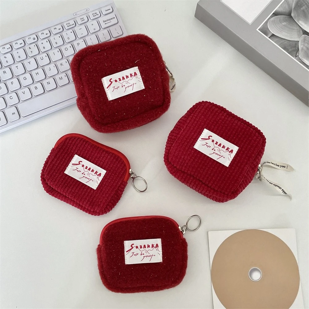 

Korean Fashion Plush Mini Cosmetic Storage Pouch Women Portable Makeup Lipstick Sanitary Napkins Travel Organizer Bags Small Bag