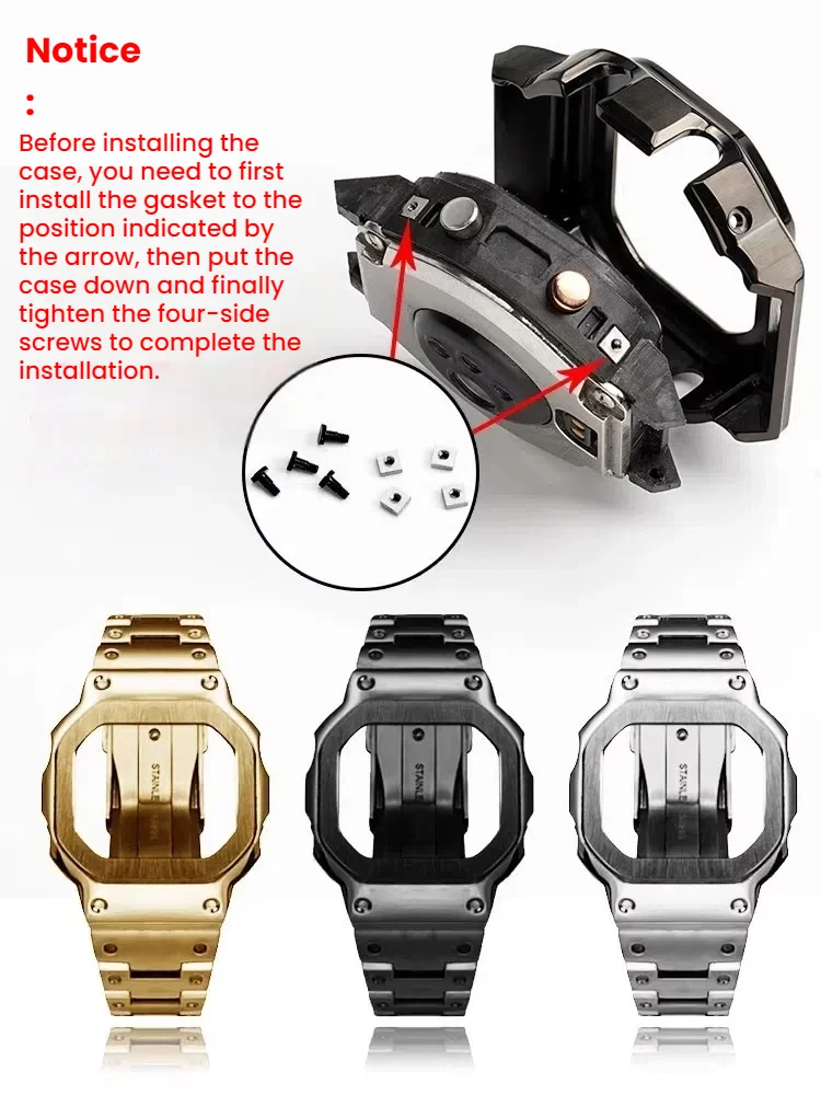 Stainless Steel Kit For Casio DW-H5600 Bracelet Case Metal Bezel 3-colors Silver Gold Black G-Square H5600 Refit Accessorie men