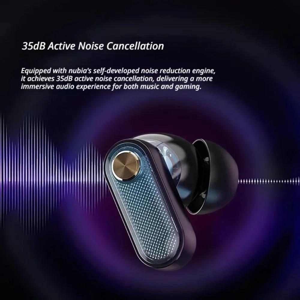 Nubia GT Buds True Wireless Earbuds Transparent RGB Bluetooth 5.3 Headphones ANC Low Latency Gaming Music Noise Headset