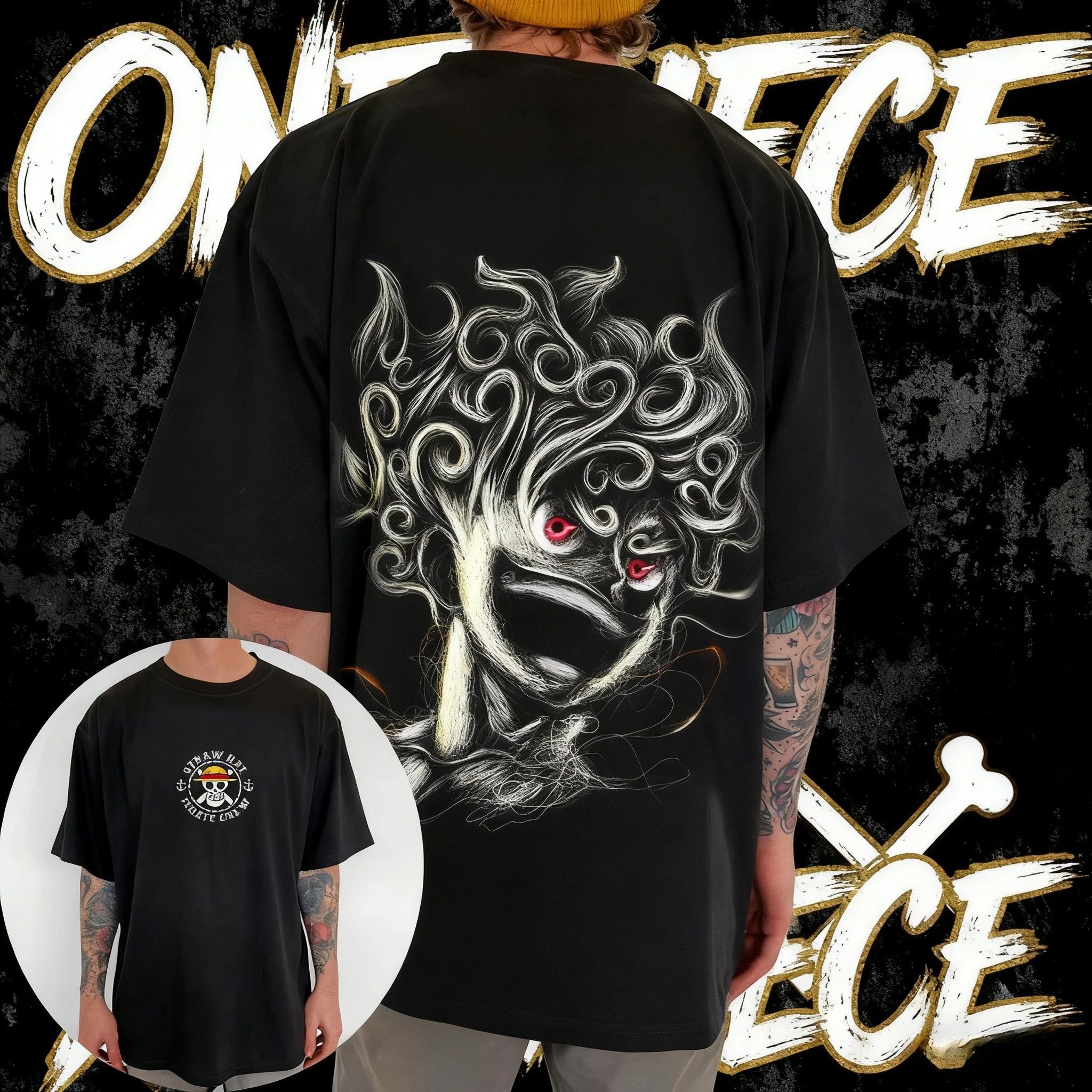 

2025 Summer One Piece Animation Brand 100%Cotton Gear 5, Nika Form Monkey D. Luffy Printed T-shirt for Unisex Short Sleeve Loose