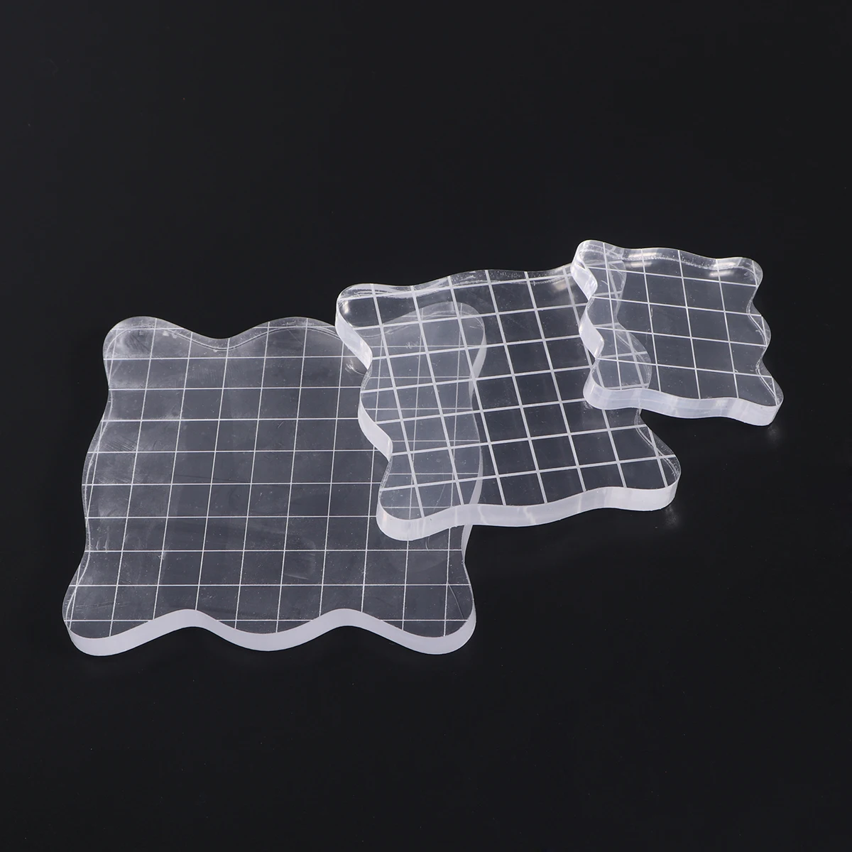 

3pcs Acrylic Clear Rubber Stamping Blocks Set with Grid Essential Stamping Tools for Scrapbooking Crafts Making