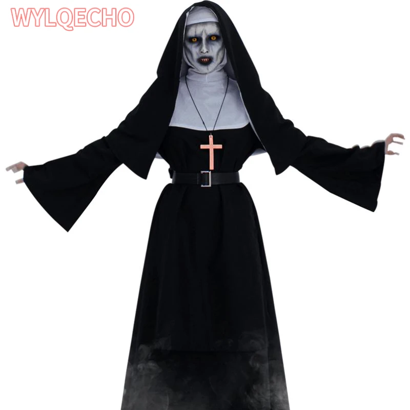 

The Nun Cosplay Costume Horror Films Cosplay Cross Ghost Halloween Costume The Conjuring Black Women Halloween Costume