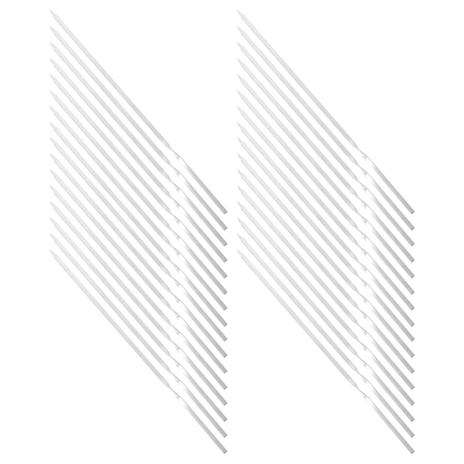 

1Set Barbecue Sticks Flat Stainless Steel Skewers Heat Block Design Non Slip Food Hold Reusable Bbq Grilling Accessories Silver