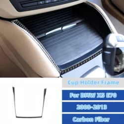 For BMW X5 E70 2008-2013 Carbon Fiber Auto Interior Water Drink Cup Holder Frame Trim Sticker Accessoire Voiture