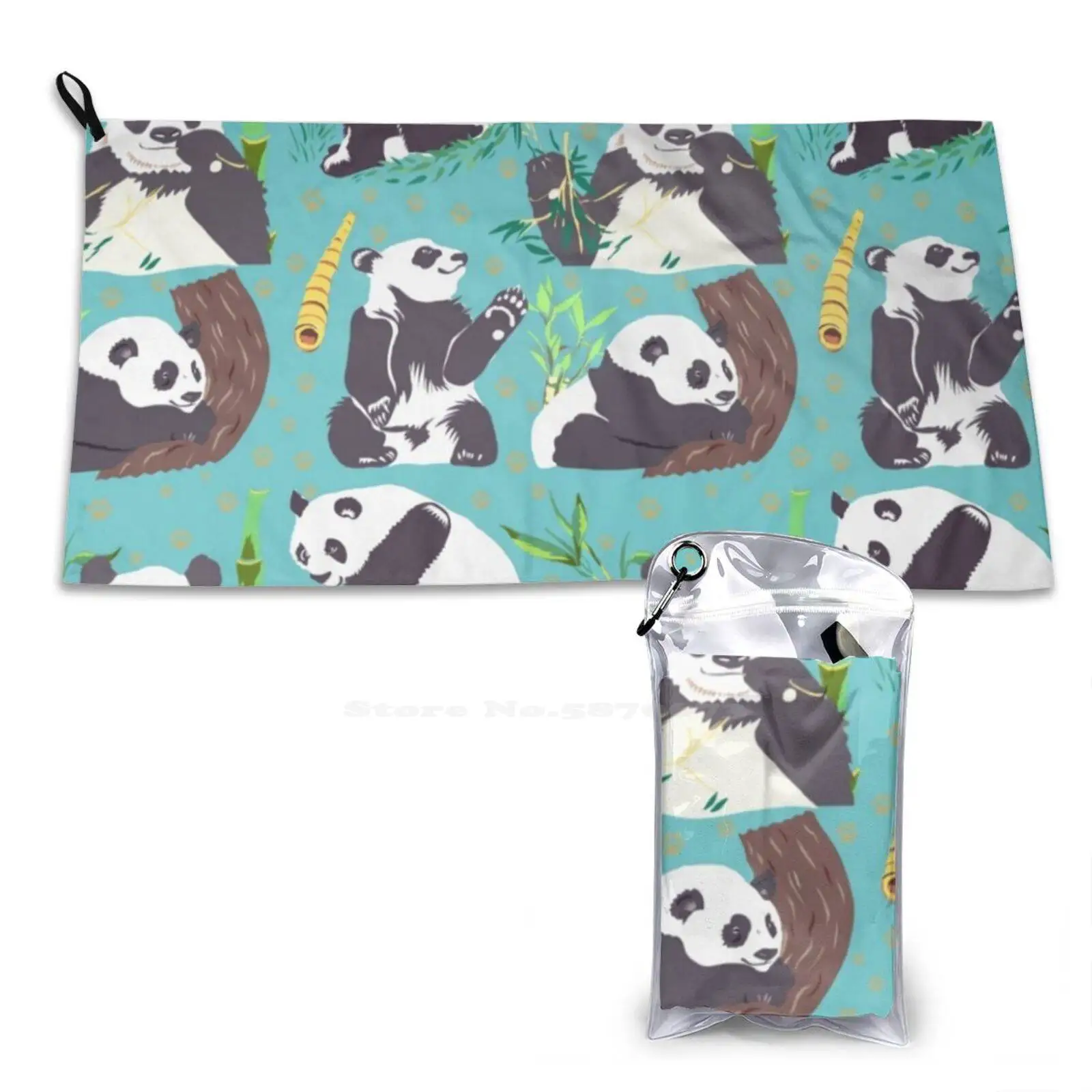 Whole Lotta Panda Washcloths Bathing Quick Dry Shower Towel Wildlife Nature Pattern Bamboo Sticks Pandas Cute