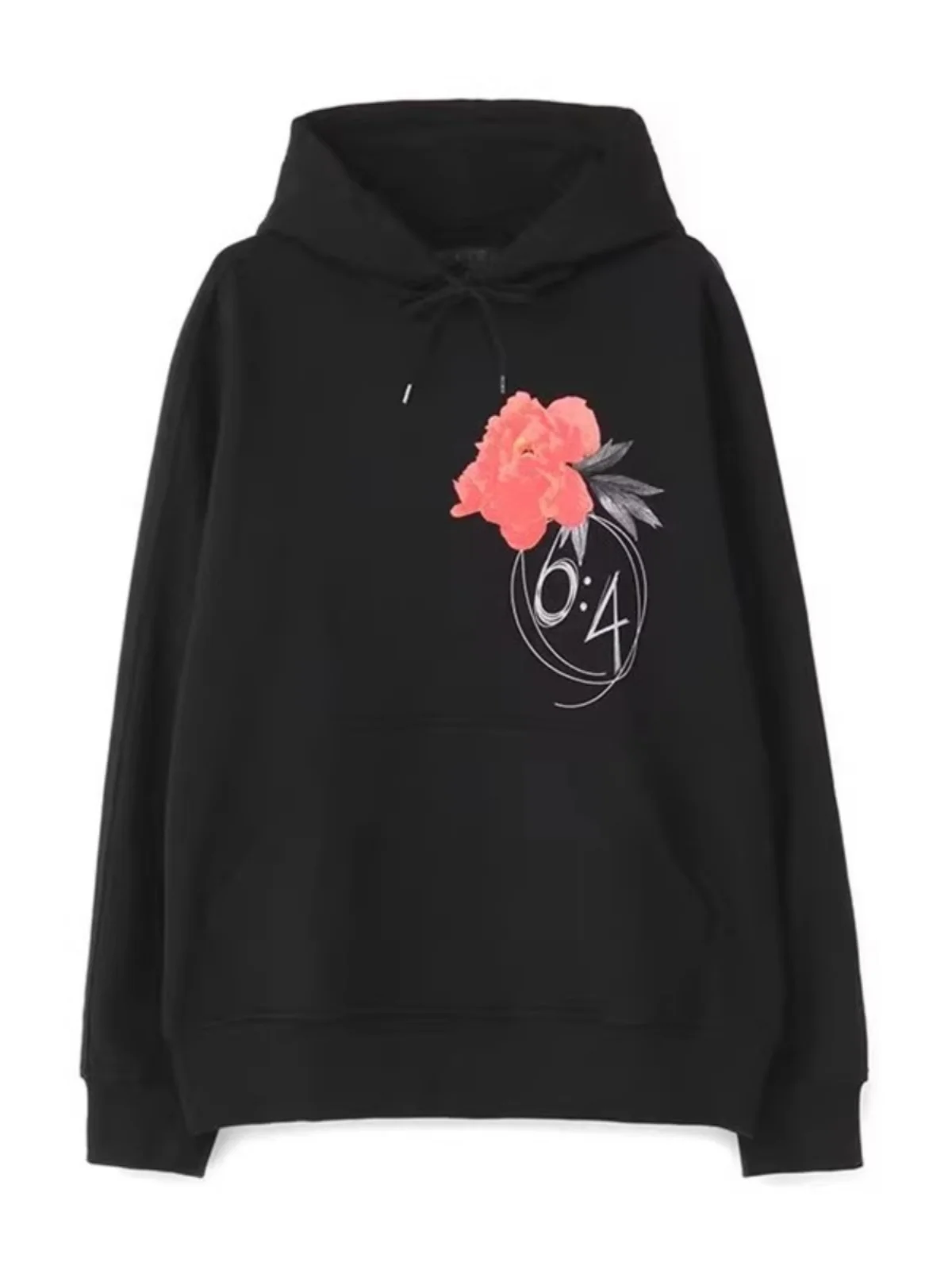 

2024 YAMAMOTO-Style High Quality Hooded Pullover Hoodie Peony Print Loose Top Luxurious Design Japanese Style Cotton Pullover