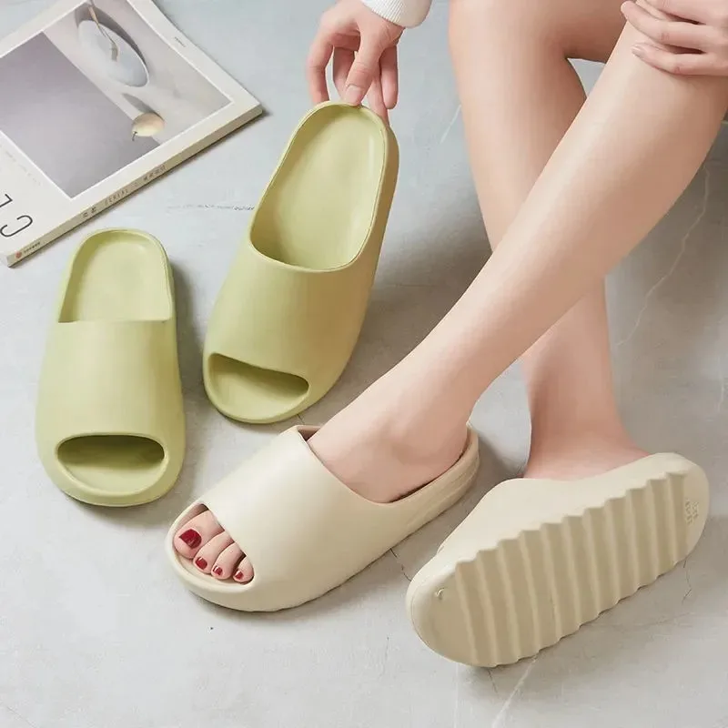 EVA Soft Thick Soled Slippers Women's Fashion out Wear footwear couple Home Shower Sandals Men's Beach Non-Slip Shoes