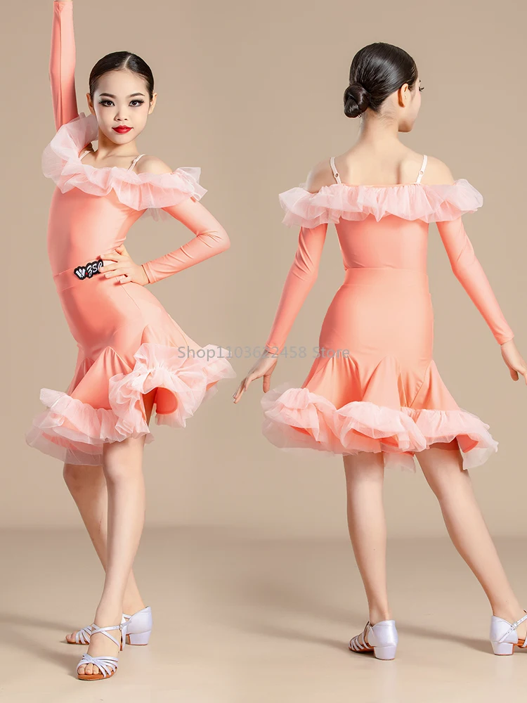 Rumba Tango Latin Dance Dress Girls Competition Samba Ballroom Dance Dresses Kids Latin Dance Clothes Child Performance Costumes